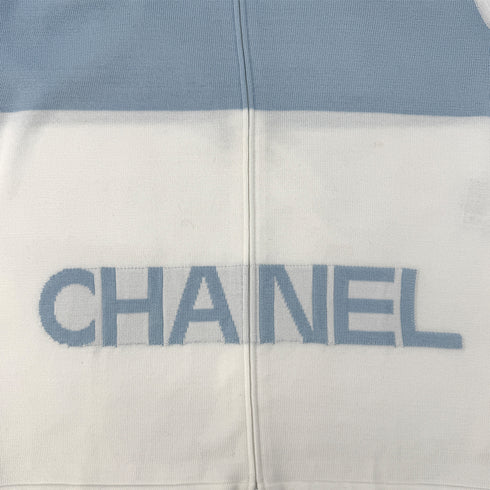 CHANEL SLEEVELESS TOPS LOGO WHITE BLUE COTTON 44 00S RTW 90292443