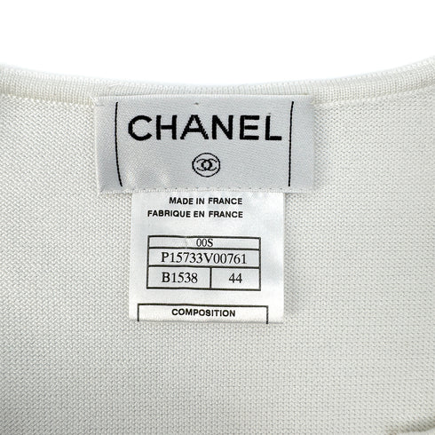 CHANEL SLEEVELESS TOPS LOGO WHITE BLUE COTTON 44 00S RTW 90292443