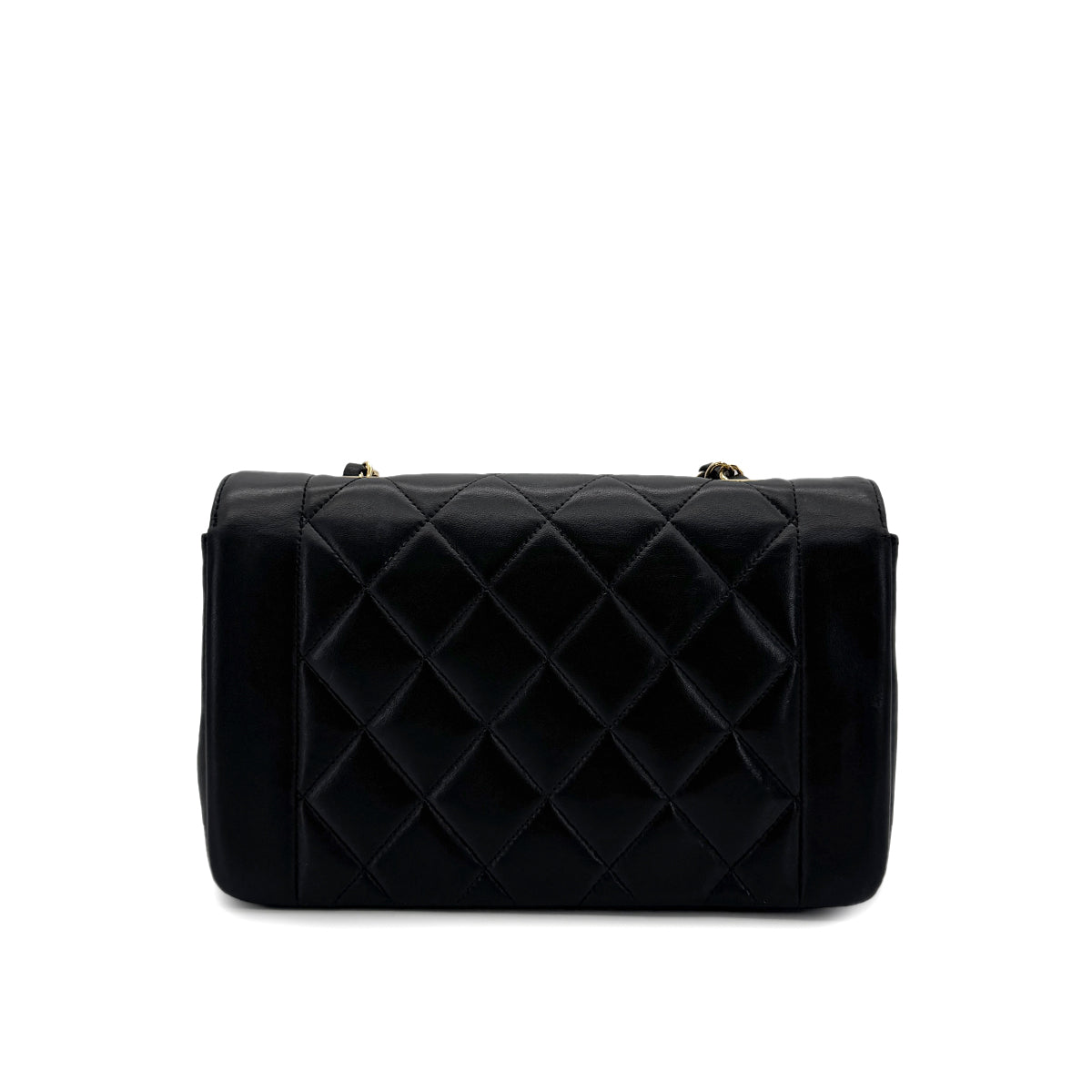 CHANEL VINTAGE DIANA SMALL CHAIN SHOULDER BAG BLACK LAMB SKIN 90292486