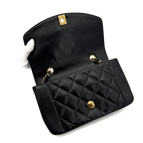 CHANEL VINTAGE DIANA SMALL CHAIN SHOULDER BAG BLACK LAMB SKIN 90292486 - PURPOSE