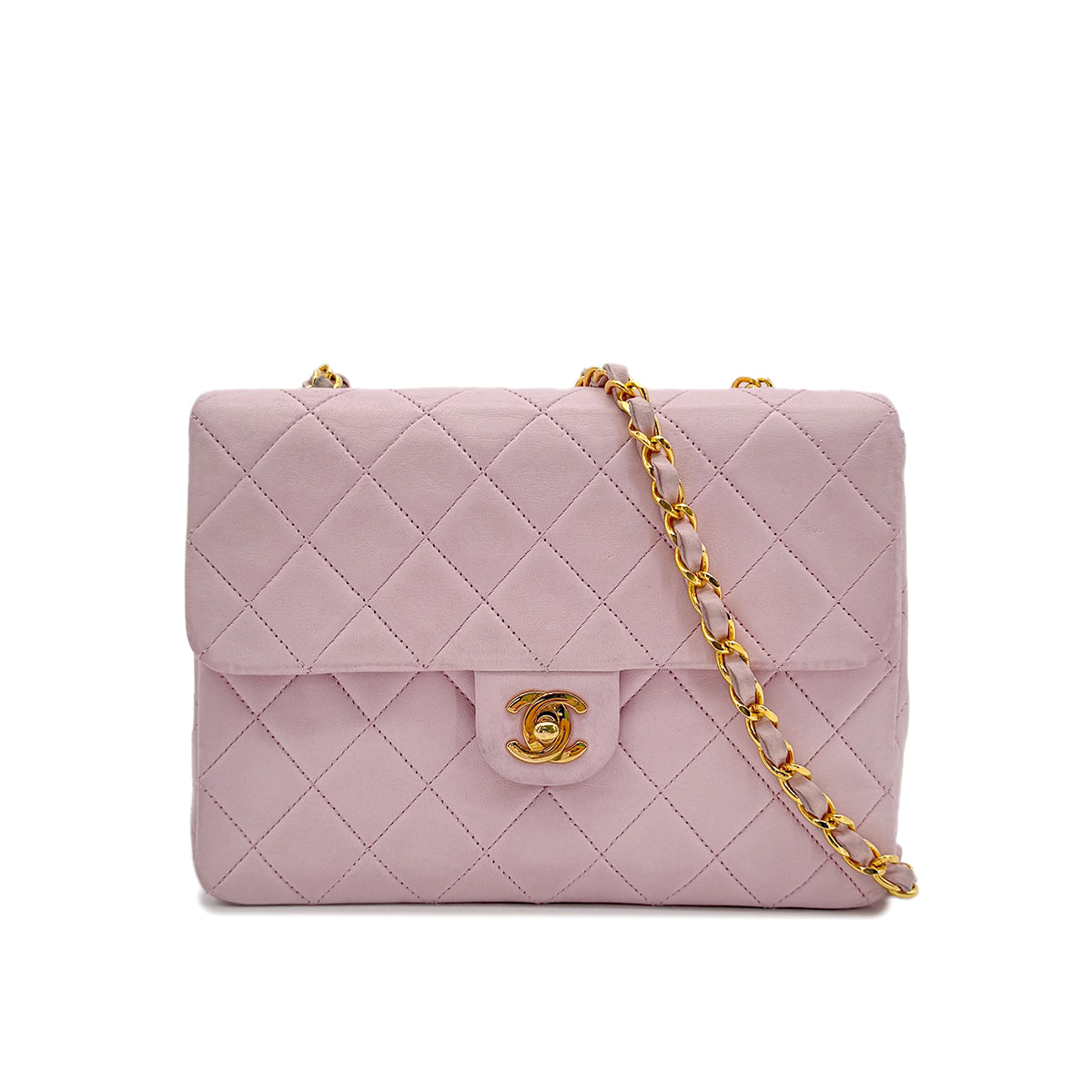 CHANEL VINTAGE MINI MATELASSE 20 CHAIN SHOULDER BAG PINK LAMB SKIN 90292487