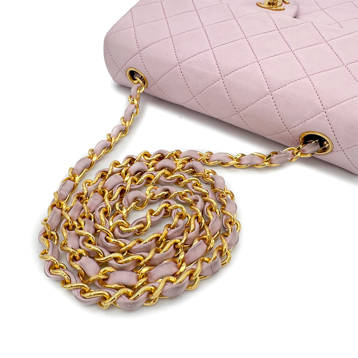 CHANEL VINTAGE MINI MATELASSE 20 CHAIN SHOULDER BAG PINK LAMB SKIN 90292487