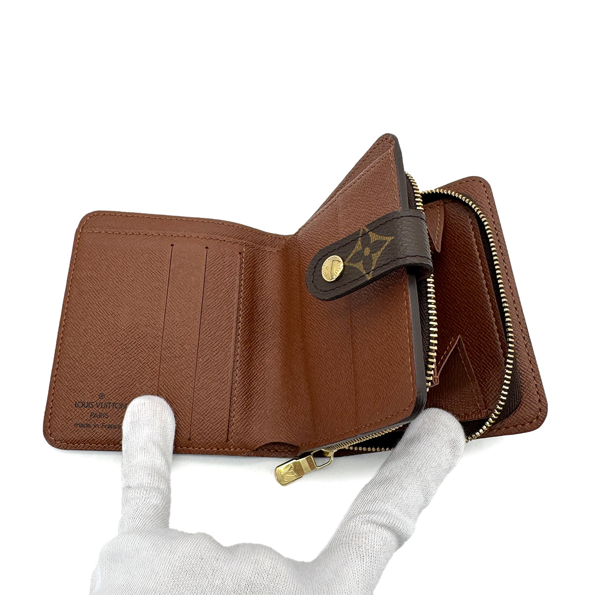 LOUIS VUITTON MONOGRAM COMPACT ZIP WALLET BROWN M61667 90292494