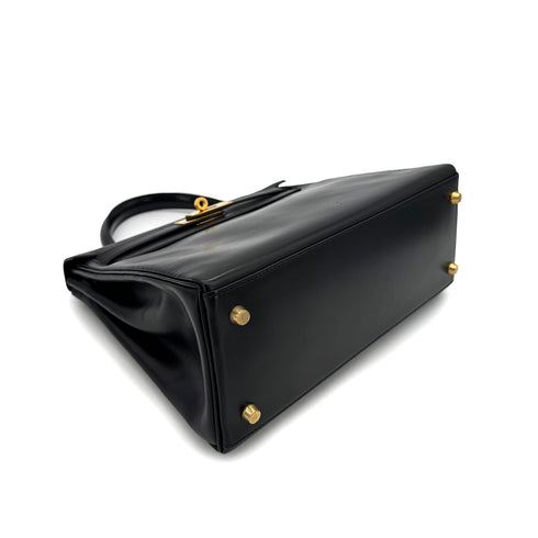 HERMES KELLY 28 RETOURNE BLACK BOXCALF HAND SHOULDER BAG 〇Y GHW 90292732 - PURPOSE
