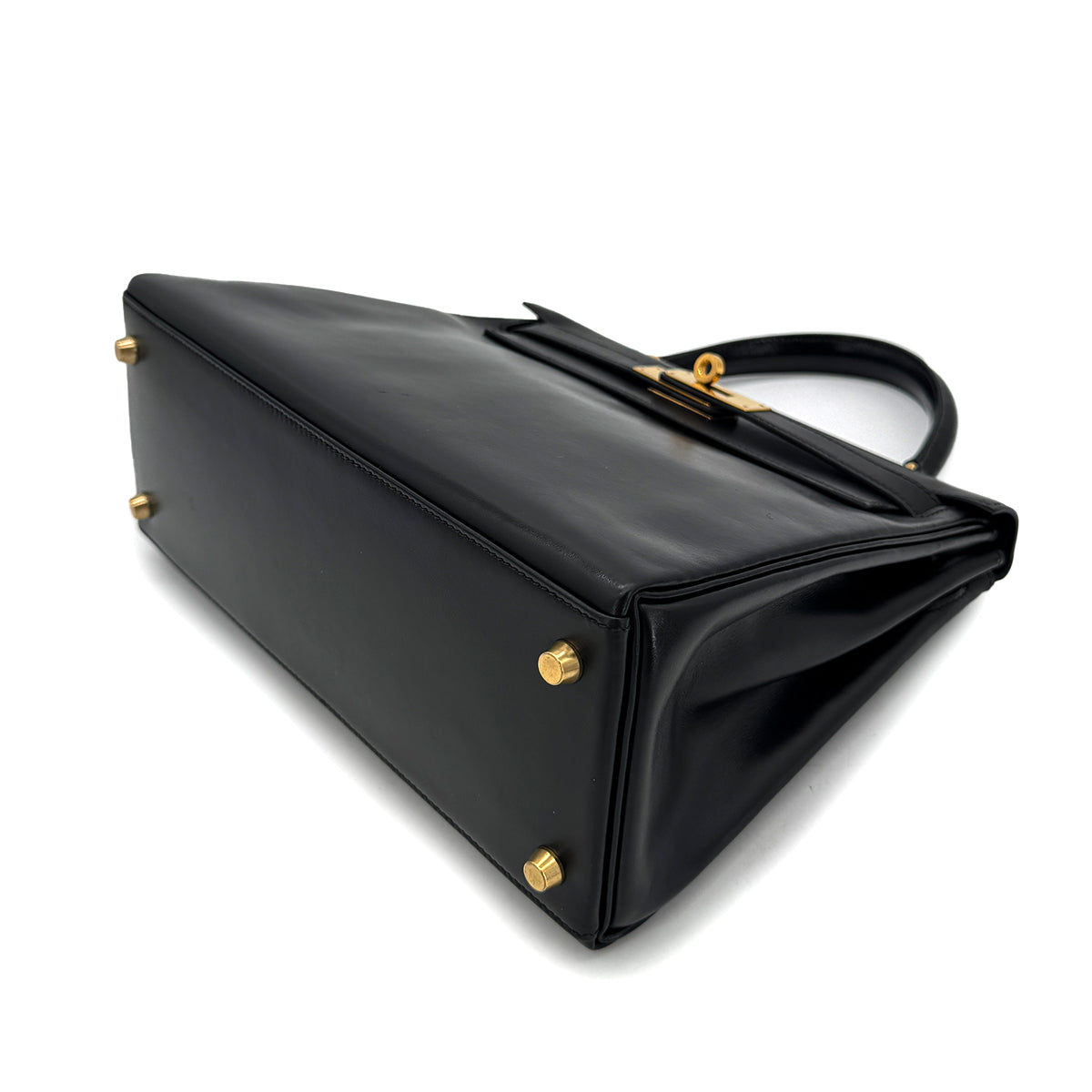HERMES KELLY 28 RETOURNE BLACK BOXCALF HAND SHOULDER BAG 〇Y GHW 90292732