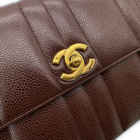 CHANEL VINTAGE MADEMOISELLE CHAIN SHOULDER BAG BROWN CAVIAR SKIN 90292733 - PURPOSE