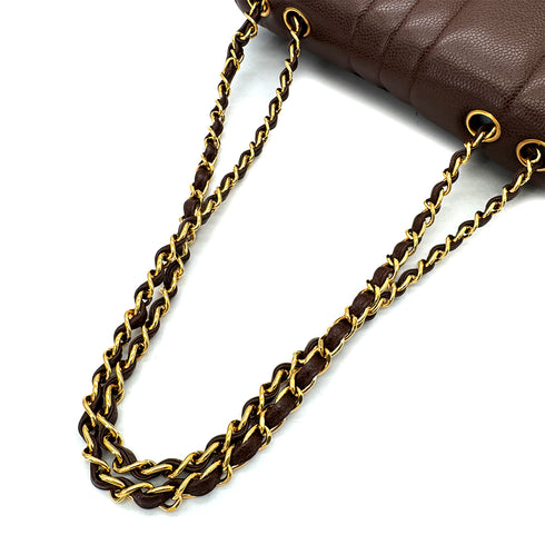 CHANEL VINTAGE MADEMOISELLE CHAIN SHOULDER BAG BROWN CAVIAR SKIN 90292733 - PURPOSE