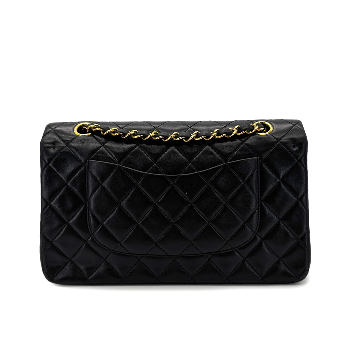 CHANEL VINTAGE CLASSIC FLAP MEDIUM CHAIN SHOULDER BAG BLACK LAMB SKIN 90292734