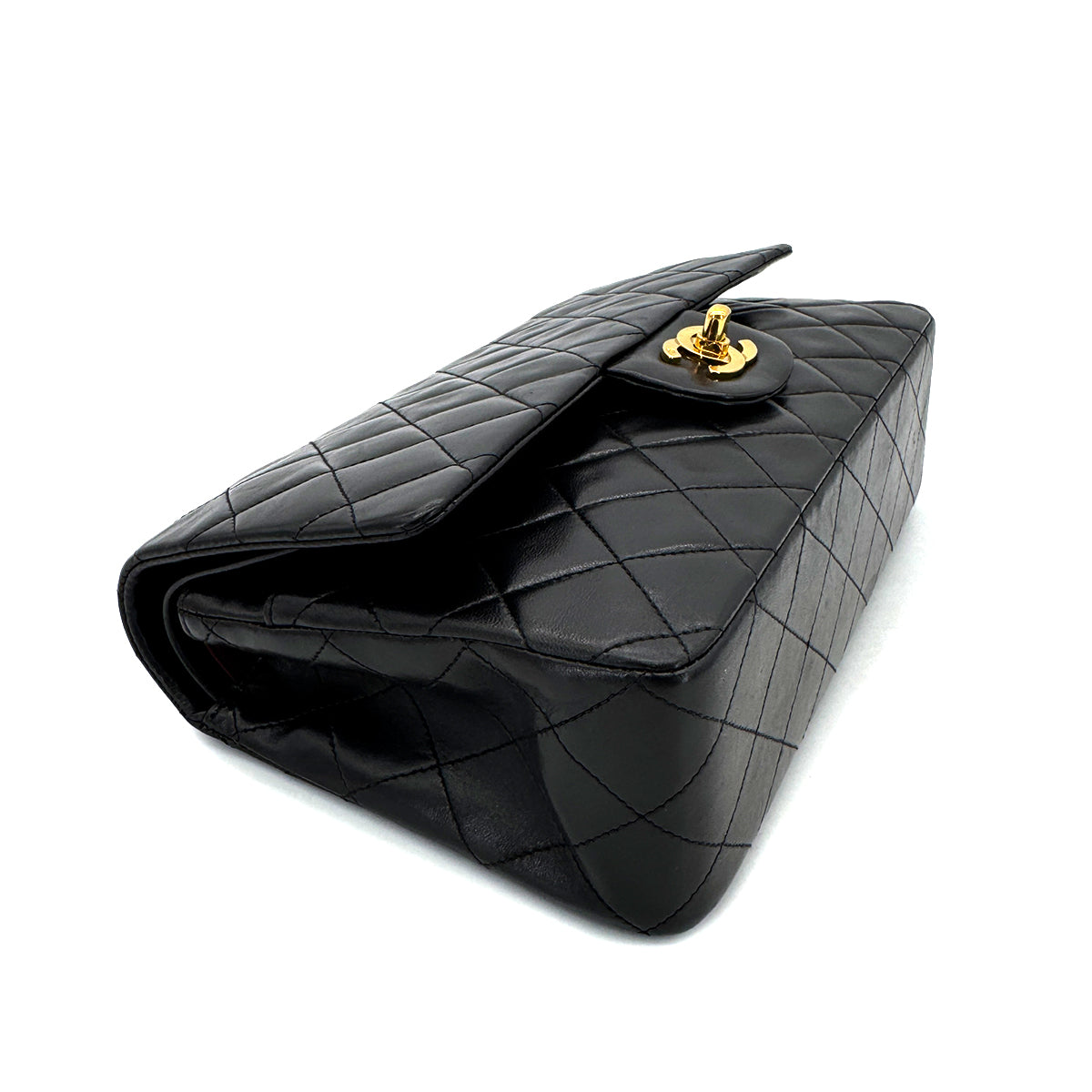 CHANEL VINTAGE CLASSIC FLAP MEDIUM CHAIN SHOULDER BAG BLACK LAMB SKIN 90292734