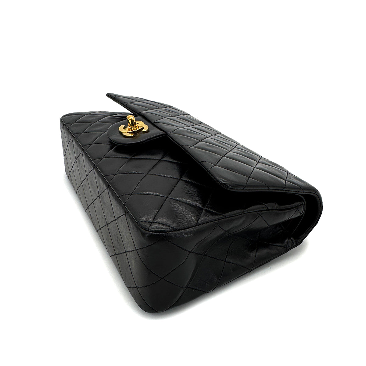 CHANEL VINTAGE CLASSIC FLAP MEDIUM CHAIN SHOULDER BAG BLACK LAMB SKIN 90292734