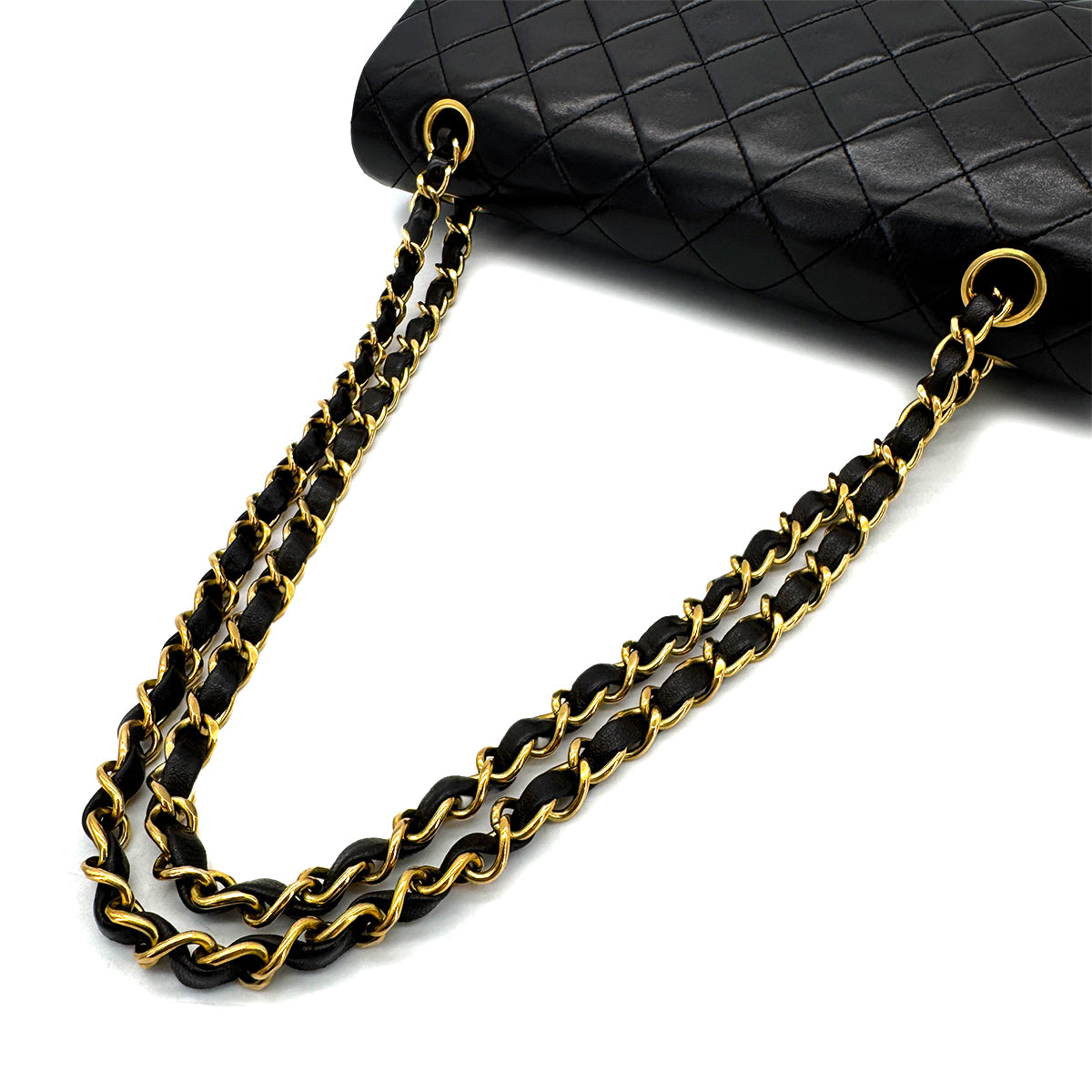 CHANEL VINTAGE CLASSIC FLAP MEDIUM CHAIN SHOULDER BAG BLACK LAMB SKIN 90292734