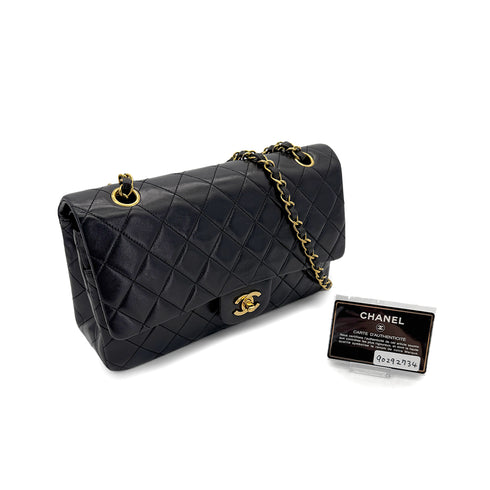 CHANEL VINTAGE CLASSIC FLAP MEDIUM CHAIN SHOULDER BAG BLACK LAMB SKIN 90292734 - PURPOSE