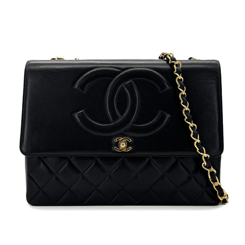 CHANEL VINTAGE BIG COCO MATELASSE CHAIN SHOULDER BAG BLACK LAMB SKIN 90292736 - PURPOSE
