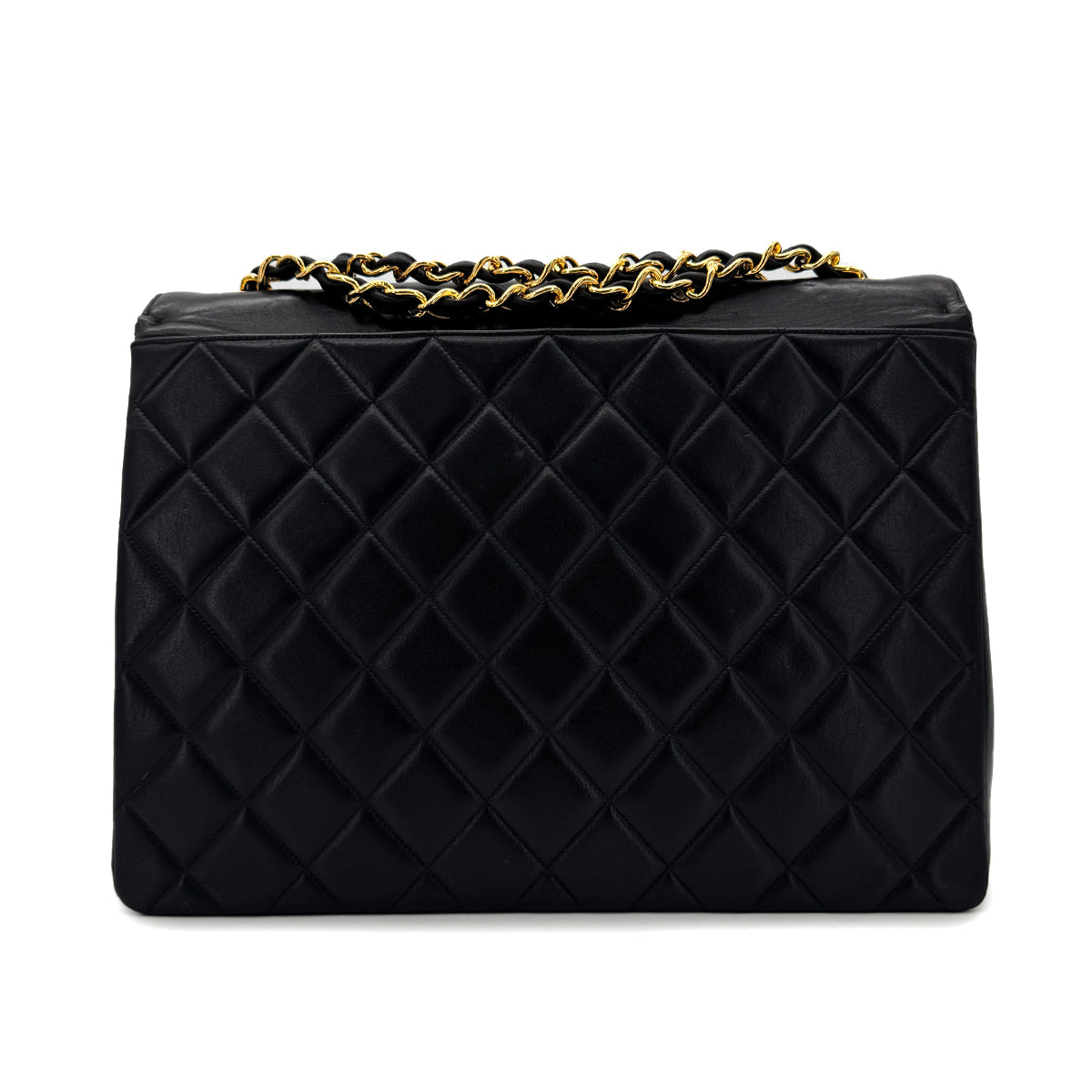 CHANEL VINTAGE BIG COCO MATELASSE CHAIN SHOULDER BAG BLACK LAMB SKIN 90292736