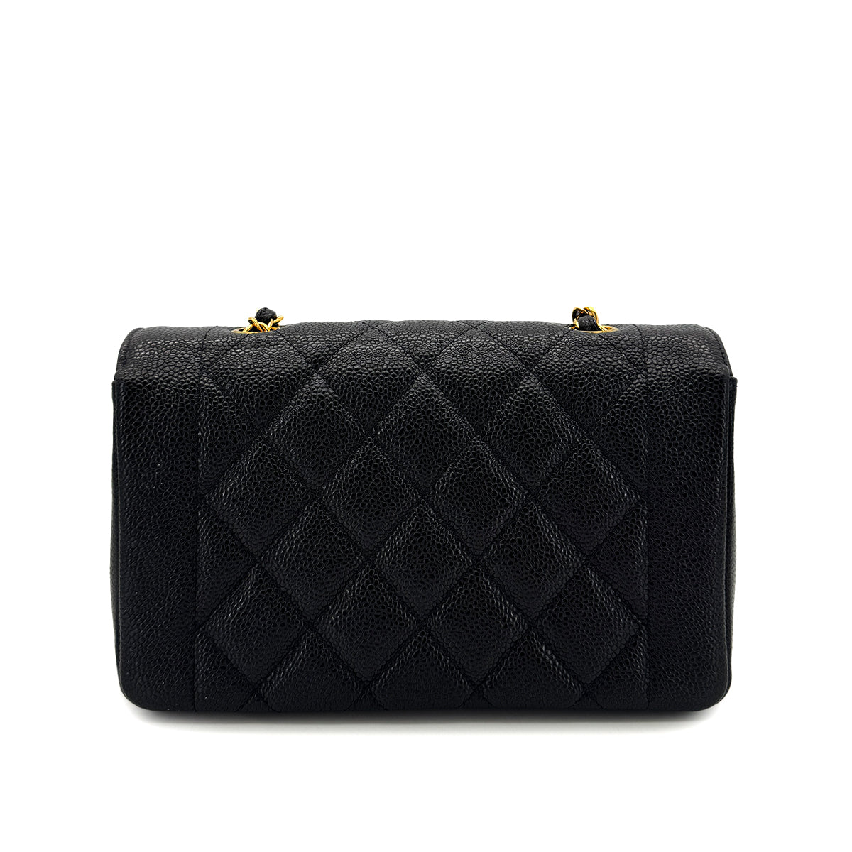 CHANEL VINTAGE DIANA SMALL CHAIN SHOULDER BAG BLACK CAVIAR SKIN 90292737