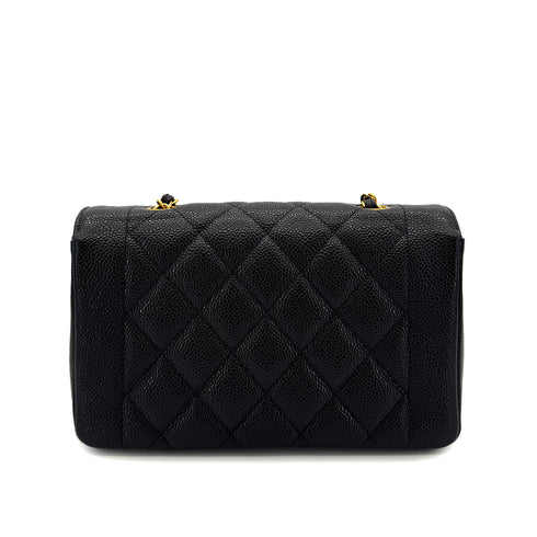 CHANEL VINTAGE DIANA SMALL CHAIN SHOULDER BAG BLACK CAVIAR SKIN 90292737 - PURPOSE