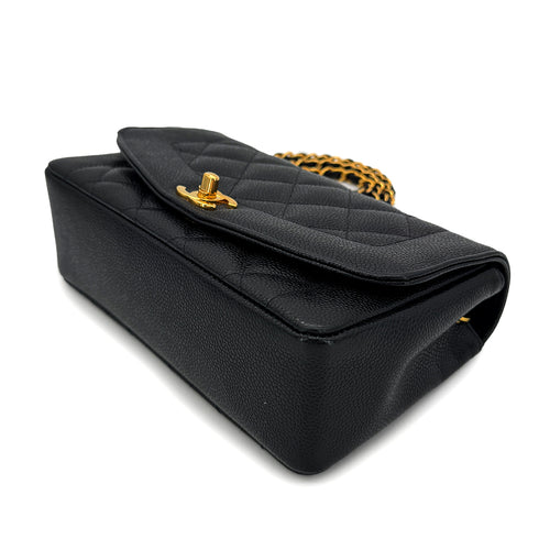 CHANEL VINTAGE DIANA SMALL CHAIN SHOULDER BAG BLACK CAVIAR SKIN 90292737 - PURPOSE