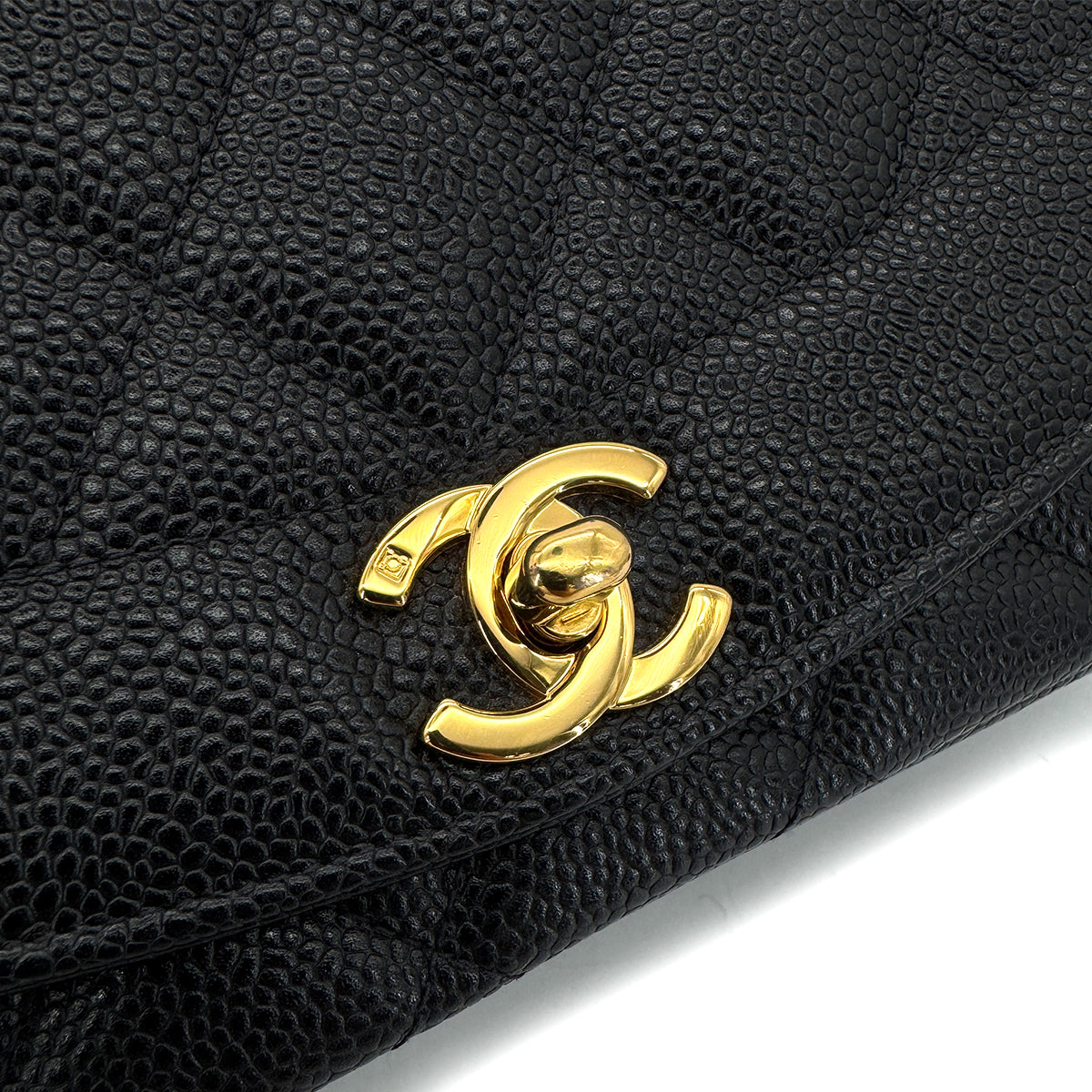 CHANEL VINTAGE DIANA SMALL CHAIN SHOULDER BAG BLACK CAVIAR SKIN 90292737