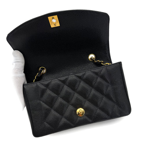 CHANEL VINTAGE DIANA SMALL CHAIN SHOULDER BAG BLACK CAVIAR SKIN 90292737 - PURPOSE