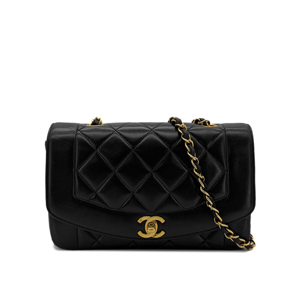 CHANEL VINTAGE DIANA SMALL CHAIN SHOULDER BAG BLACK LAMB SKIN 90292738 - PURPOSE