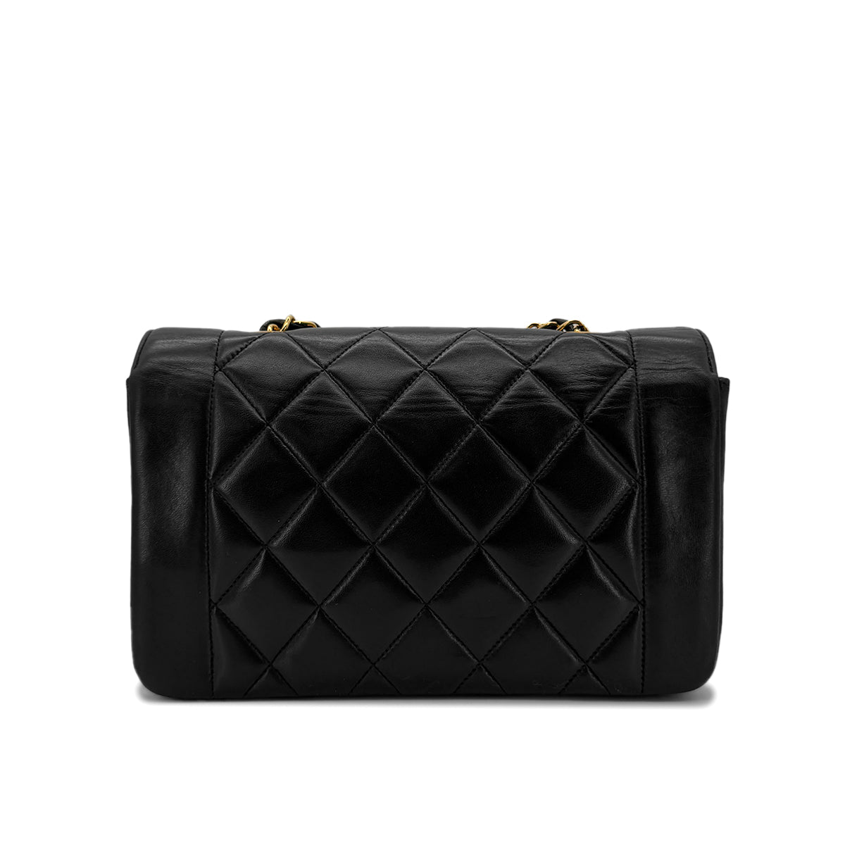 CHANEL VINTAGE DIANA SMALL CHAIN SHOULDER BAG BLACK LAMB SKIN 90292738