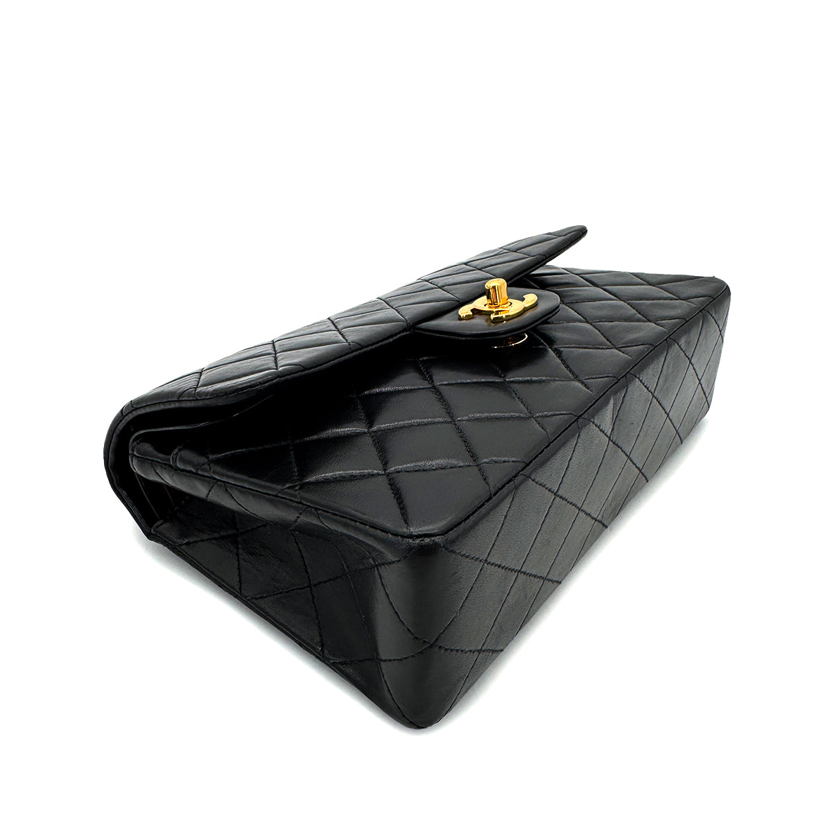 CHANEL VINTAGE CLASSIC FLAP SMALL CHAIN SHOULDER BAG BLACK LAMB SKIN 90292741