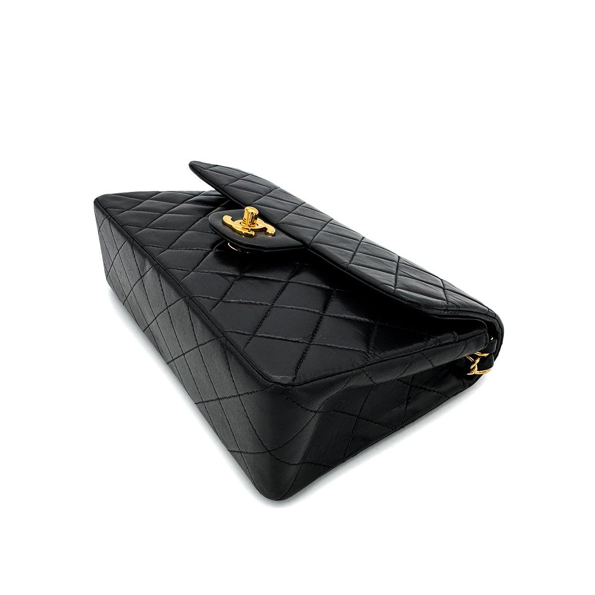 CHANEL VINTAGE CLASSIC FLAP SMALL CHAIN SHOULDER BAG BLACK LAMB SKIN 90292741