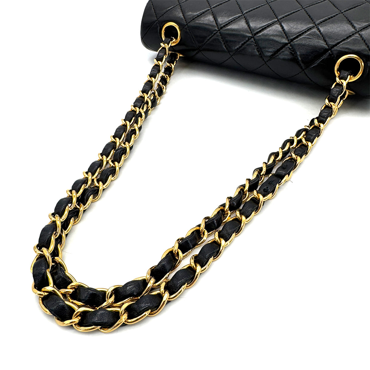 CHANEL VINTAGE CLASSIC FLAP SMALL CHAIN SHOULDER BAG BLACK LAMB SKIN 90292741