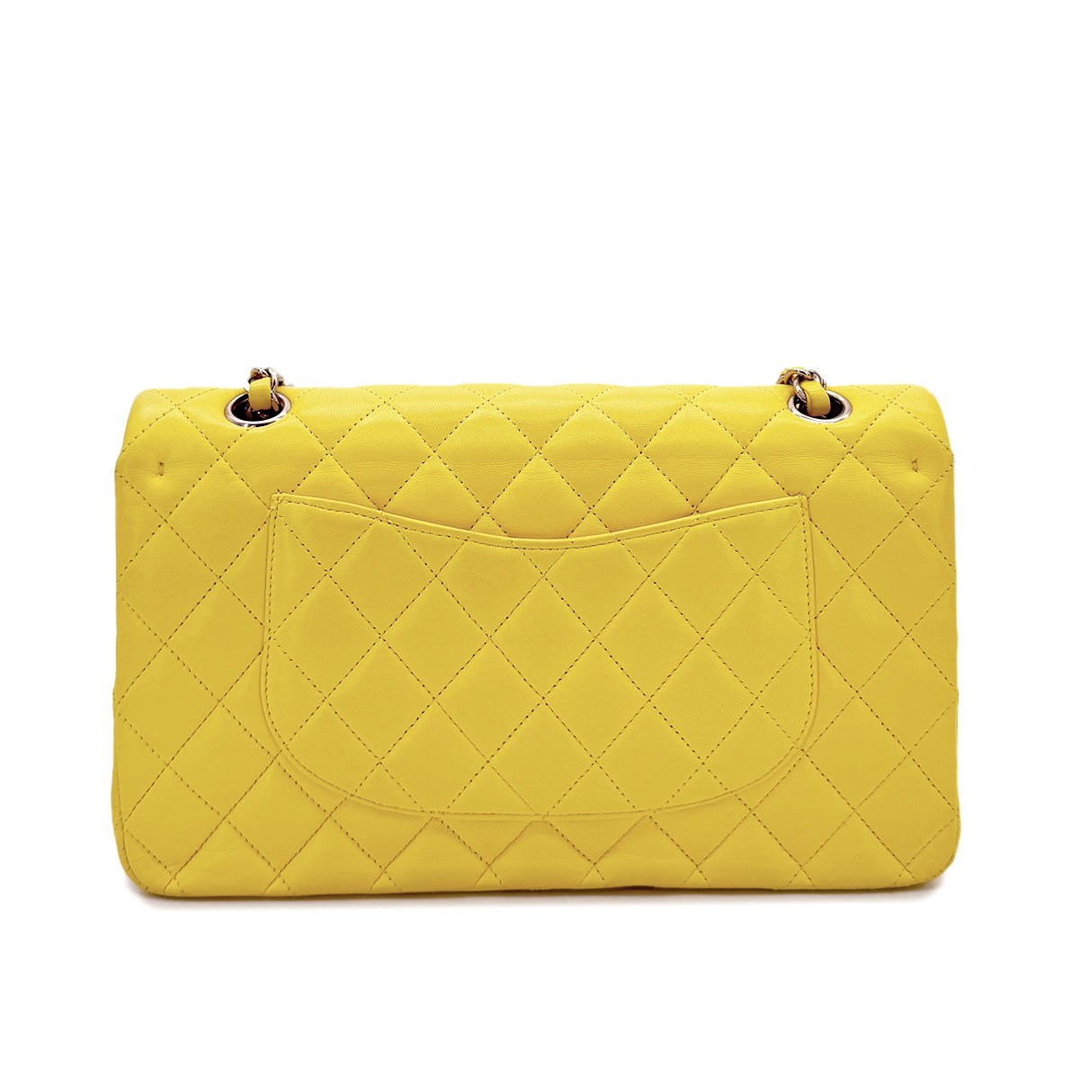 CHANEL CLASSIC FLAP MEDIUM CHAIN SHOULDER BAG YELLOW LAMB SKIN 90292742