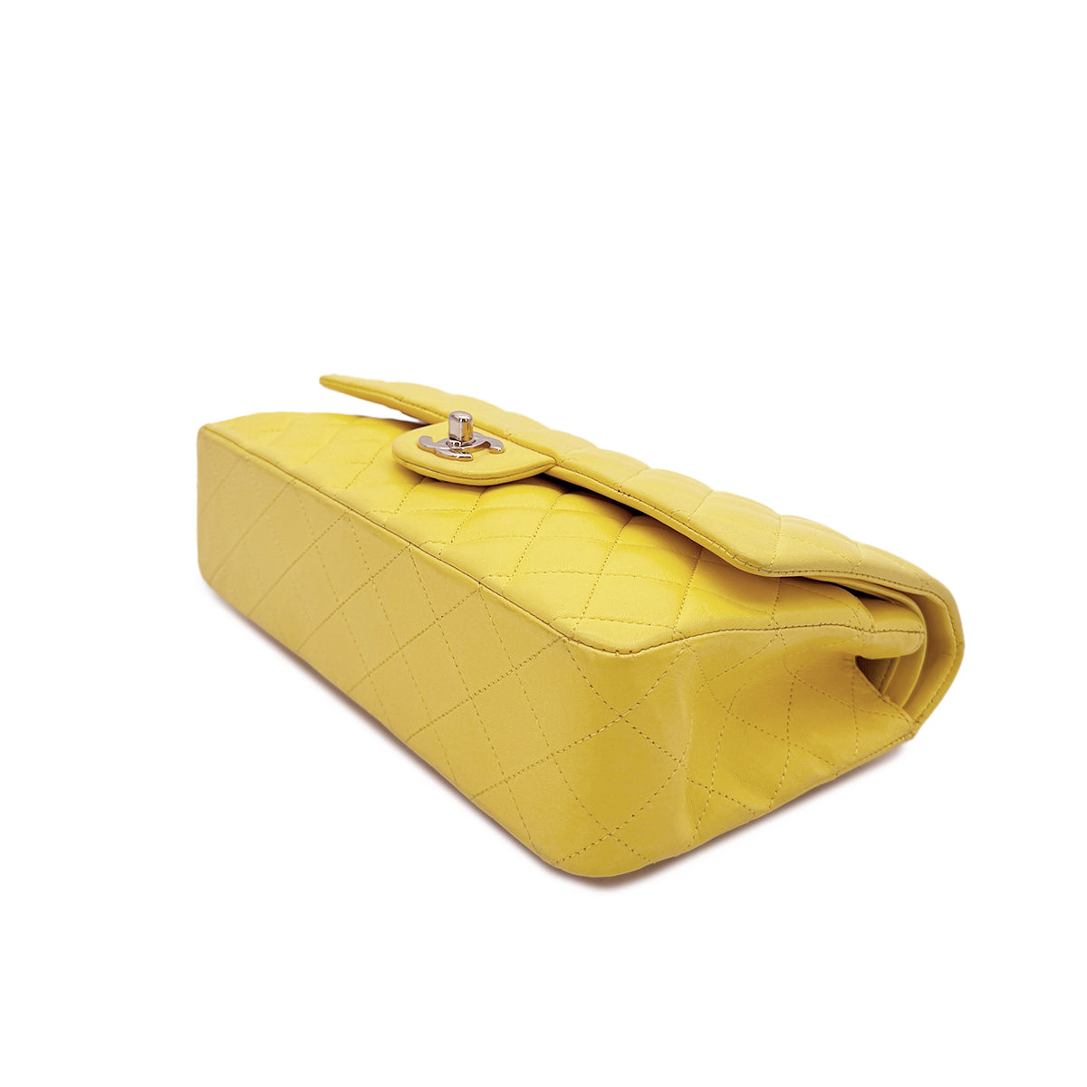 CHANEL CLASSIC FLAP MEDIUM CHAIN SHOULDER BAG YELLOW LAMB SKIN 90292742