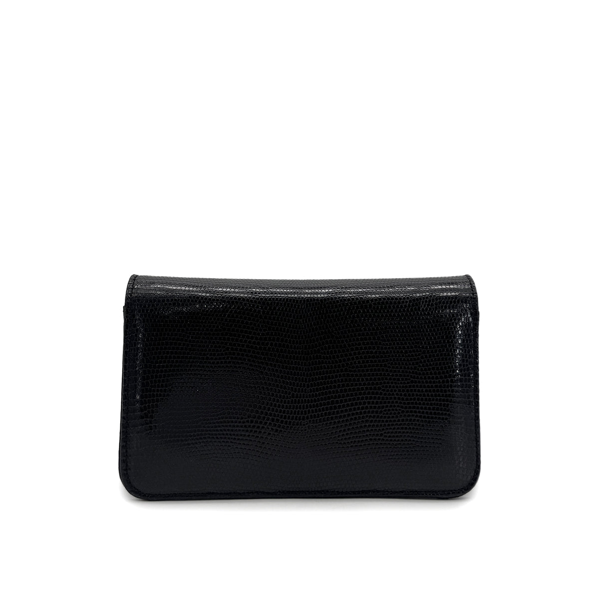 CHANEL VINTAGE FULL FLAP CHAIN SHOULDER BAG BLACK LIZARD 90292743