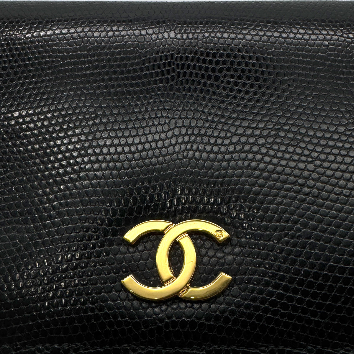 CHANEL VINTAGE FULL FLAP CHAIN SHOULDER BAG BLACK LIZARD 90292743