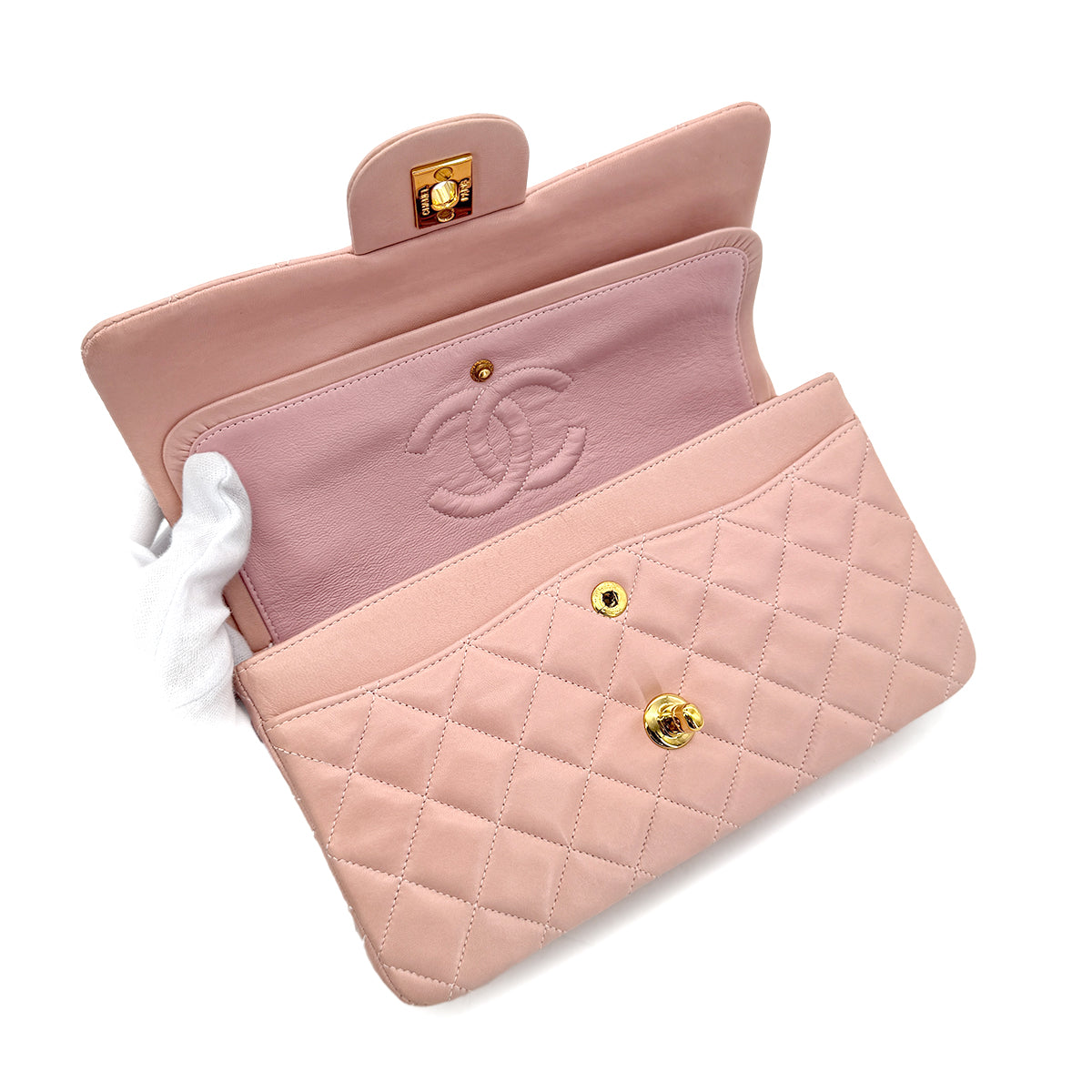 CHANEL VINTAGE CLASSIC FLAP SMALL CHAIN SHOULDER BAG PINK LAMB SKIN 90292744