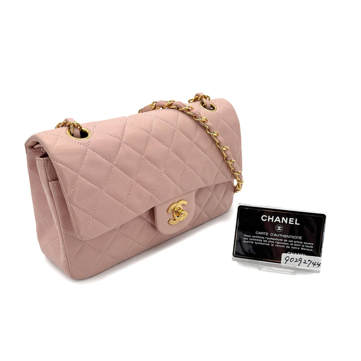CHANEL VINTAGE CLASSIC FLAP SMALL CHAIN SHOULDER BAG PINK LAMB SKIN 90292744