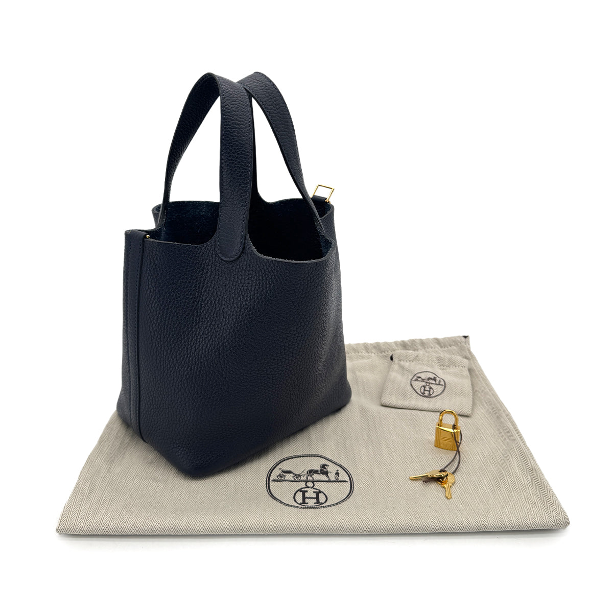 HERMES PICOTIN LOCK PM BLUE NUIT TAURILLON CLEMENCE HAND BAG D 90292746