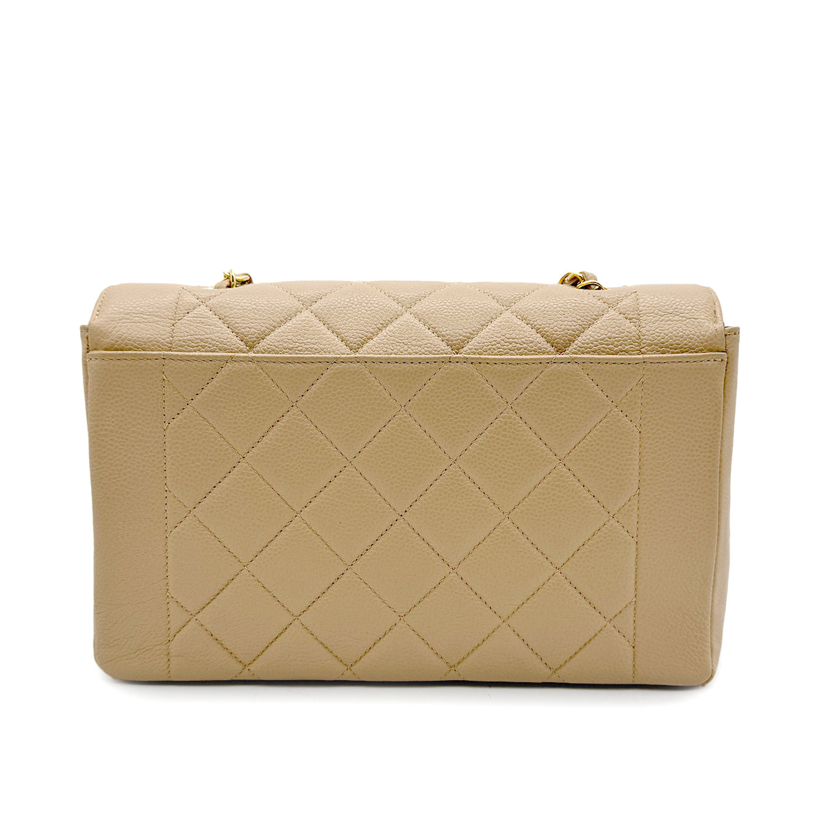 CHANEL VINTAGE MATELASSE CHAIN SHOULDER BAG BEIGE CAVIAR SKIN 90292750