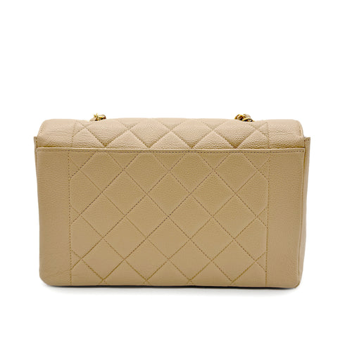 CHANEL VINTAGE MATELASSE CHAIN SHOULDER BAG BEIGE CAVIAR SKIN 90292750 - PURPOSE