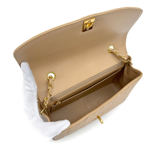CHANEL VINTAGE MATELASSE CHAIN SHOULDER BAG BEIGE CAVIAR SKIN 90292750 - PURPOSE
