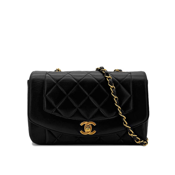 CHANEL VINTAGE DIANA SMALL CHAIN SHOULDER BAG BLACK LAMB SKIN 90292751 - PURPOSE