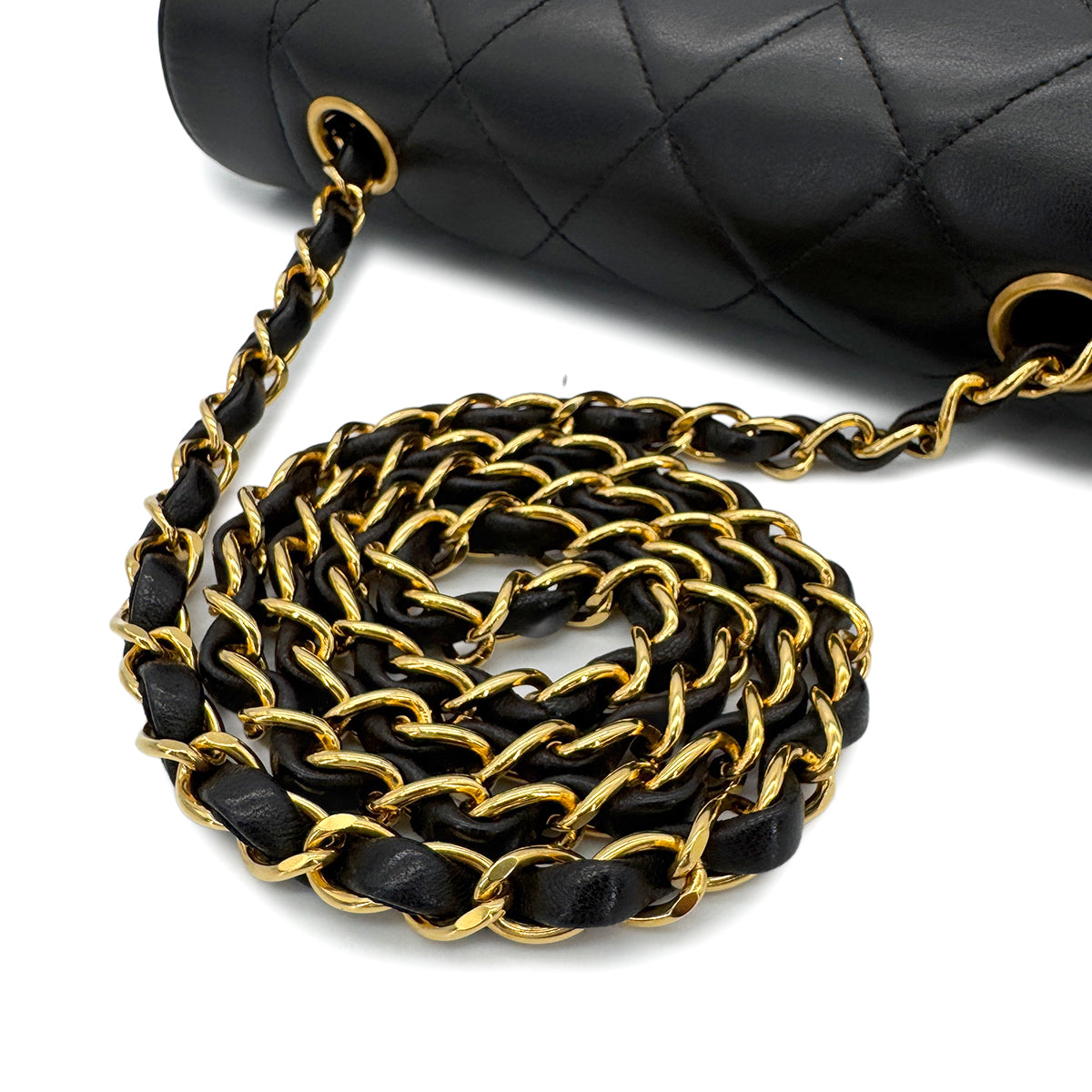 CHANEL VINTAGE DIANA SMALL CHAIN SHOULDER BAG BLACK LAMB SKIN 90292751