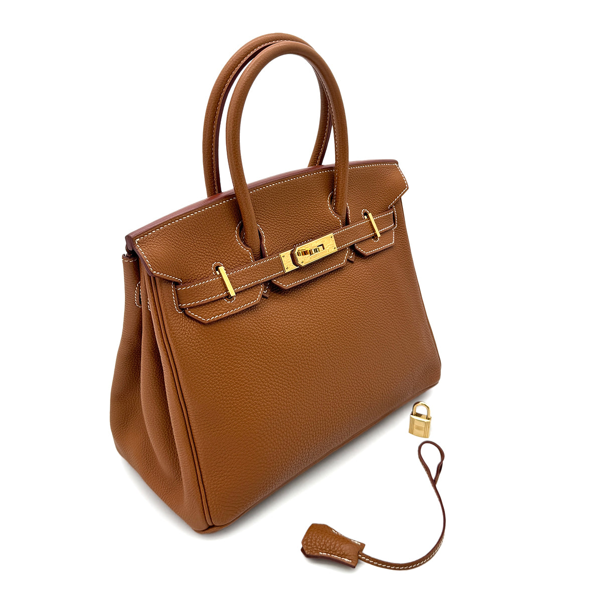 HERMES BIRKIN 30 GOLD TOGO HAND BAG □F GHW 90292779