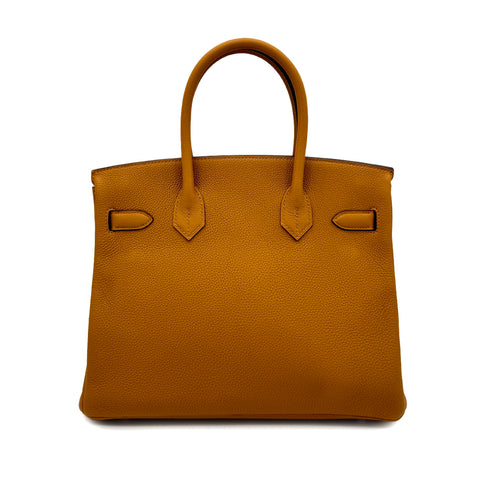 HERMES BIRKIN 30 VERSO CARAMEL LIME TOGO HAND BAG Y PALLADIUM HARDWARE 90292783 - PURPOSE