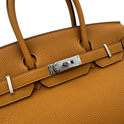 HERMES BIRKIN 30 VERSO CARAMEL LIME TOGO HAND BAG Y PALLADIUM HARDWARE 90292783 - PURPOSE