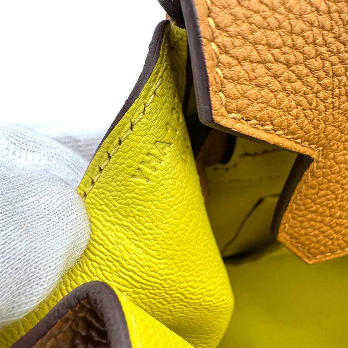 HERMES BIRKIN 30 VERSO CARAMEL LIME TOGO HAND BAG Y SHW 90292783