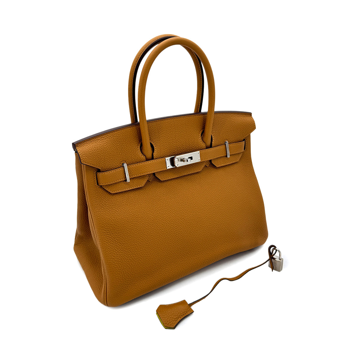 HERMES BIRKIN 30 VERSO CARAMEL LIME TOGO HAND BAG Y SHW 90292783