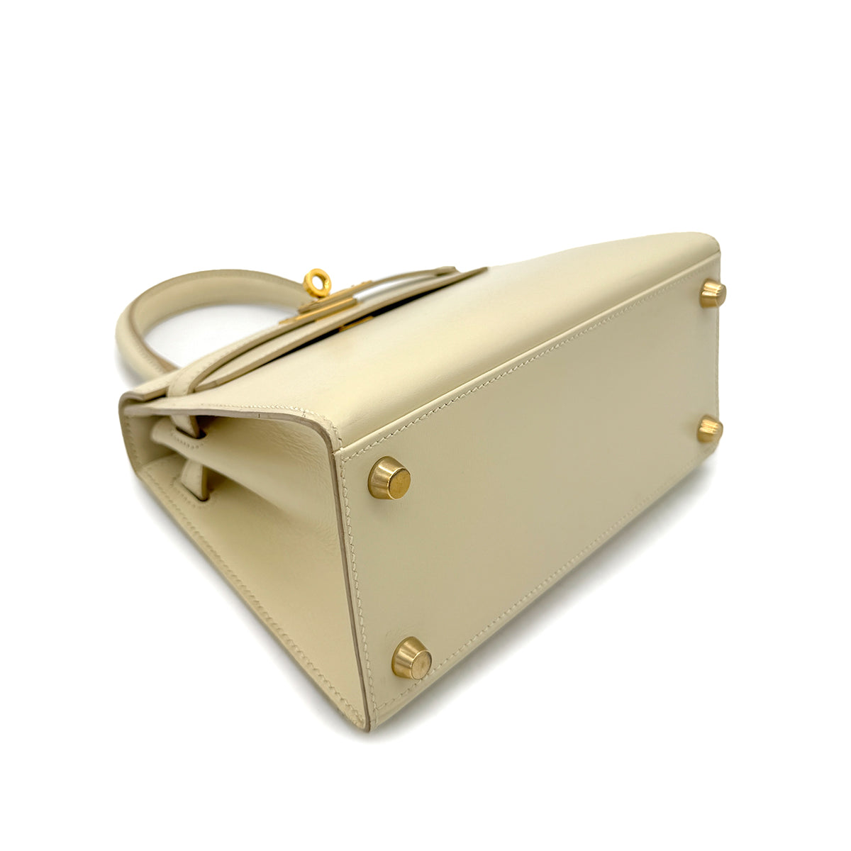 HERMES MINI KELLY 20 IVORY BOXCALF HAND SHOULDER BAG □B GHW 90292784