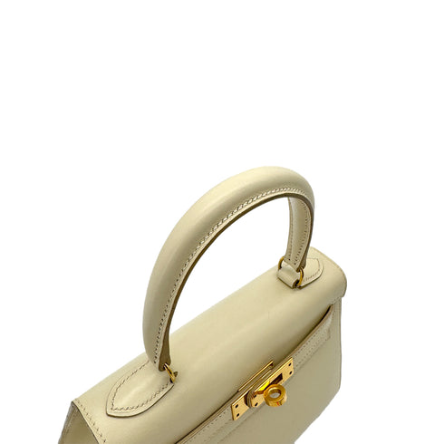 HERMES MINI KELLY 20 IVORY BOXCALF HAND SHOULDER BAG □B GHW 90292784 - PURPOSE