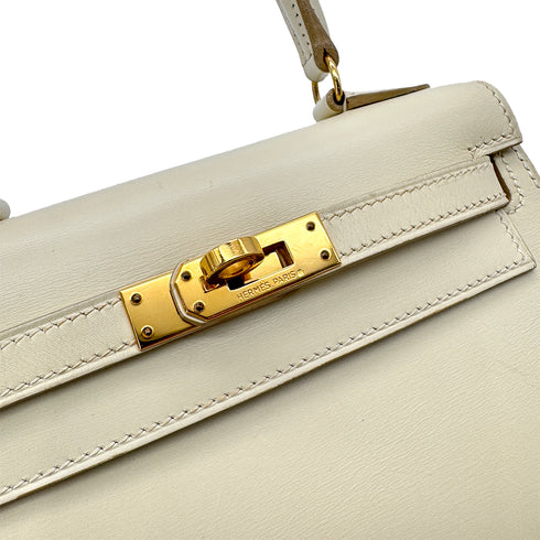 HERMES MINI KELLY 20 IVORY BOXCALF HAND SHOULDER BAG □B GHW 90292784 - PURPOSE
