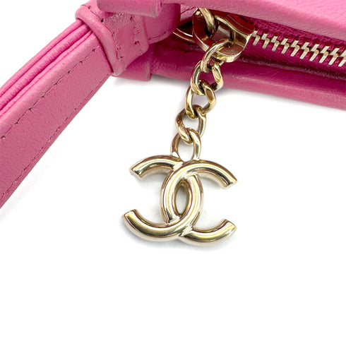 CHANEL 2019 SS PRET-A-PORTER COLLECTION PVC LOGO CLUTCH BAG PINK TWEED 90292785