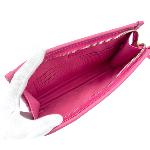 CHANEL 2019 SS PRET-A-PORTER COLLECTION PVC LOGO CLUTCH BAG PINK TWEED 90292785